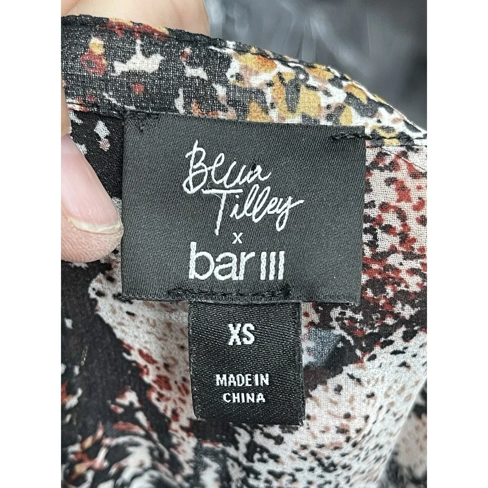 Becca‎ Tilley x Bar III Womens XS Snakeskin Leopard Tiered Ruffle Midi Dress